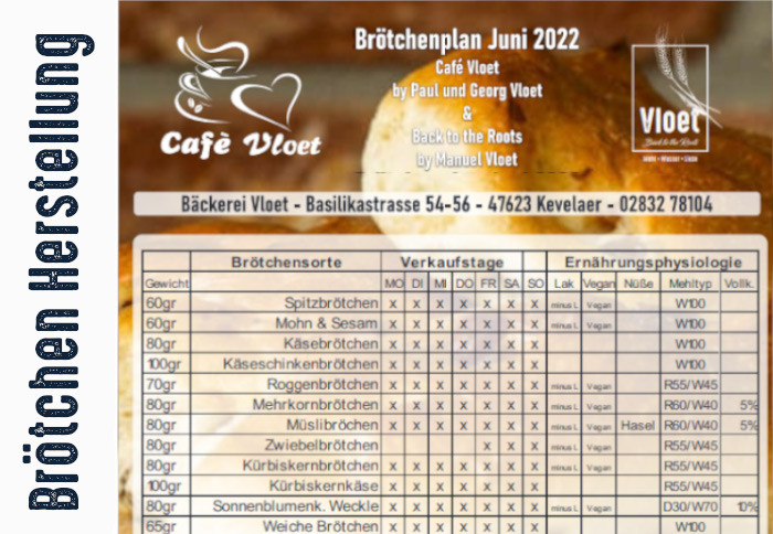 Der Bäckerei Vloet Brotkalender